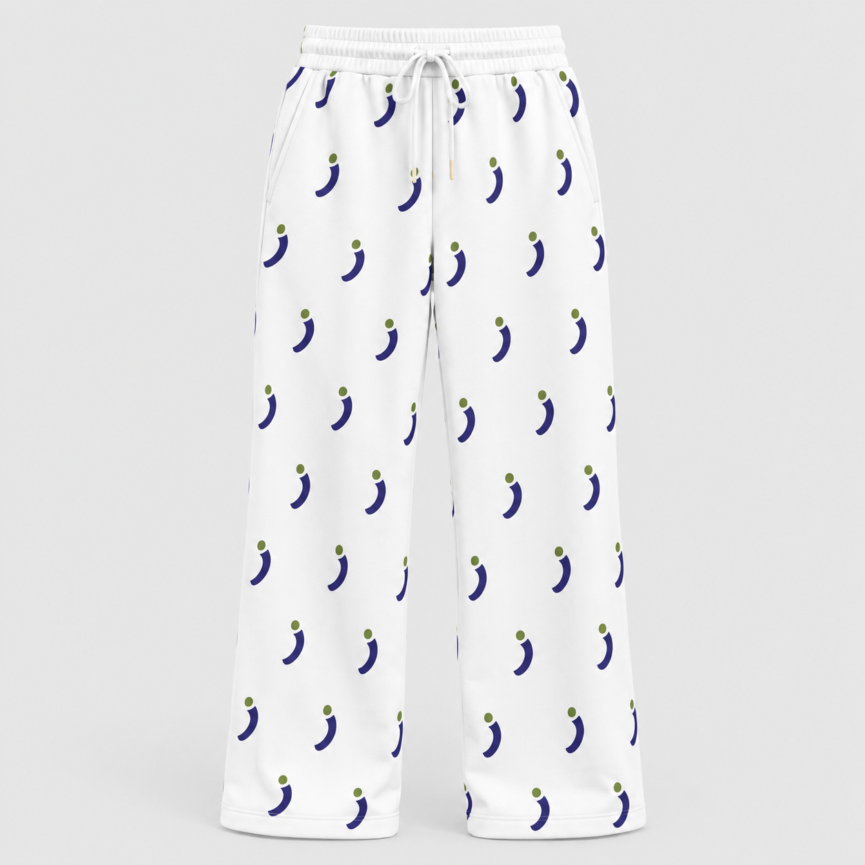 Jambo White Wide-Leg Joggers product image